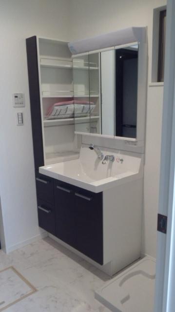 Wash basin, toilet. With storage dresser