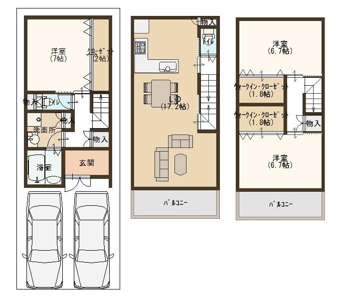 Floor plan. 28.8 million yen, 4LDK, Land area 65 sq m , Building area 110 sq m