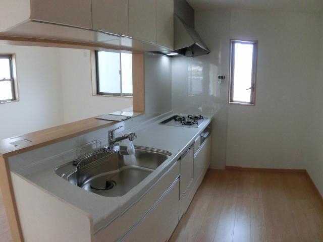 Kitchen. Good system kitchen indoor easy-to-use in a bright color