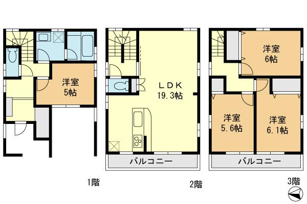 Floor plan. 33,800,000 yen, 4LDK, Land area 63.37 sq m , Building area 108.93 sq m