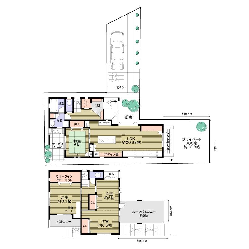 Floor plan. 69,520,000 yen, 4LDK, Land area 198.09 sq m , Building area 118.45 sq m