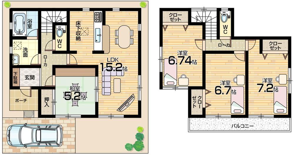 Floor plan. (No. 2 locations), Price 23.8 million yen, 4LDK, Land area 96.71 sq m , Building area 96.38 sq m