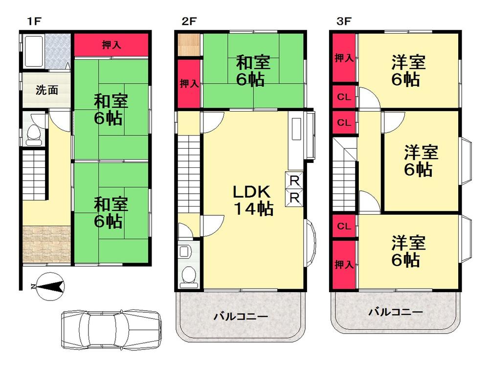 Floor plan. 25,500,000 yen, 6LDK, Land area 68.87 sq m , Building area 116.14 sq m   [Floor plan] 