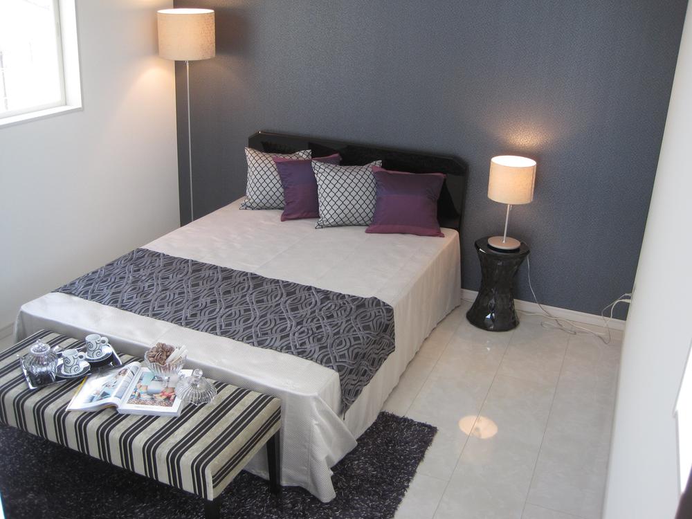 Model house photo. The main bedroom of the space calm adult atmosphere. We also firmly secured closet!