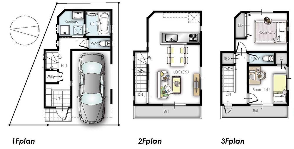 Building plan example (floor plan). Building plan example Building price 14.8 million yen, Building area 89.63 sq m