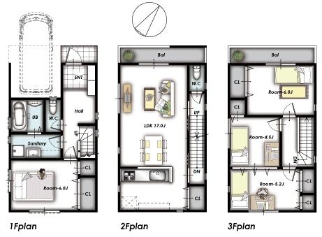 Building plan example (floor plan). Building plan example (A No. land) 4LDK, Land price 20,630,000 yen, Land area 66.13 sq m , Building price 16,150,000 yen, Building area 115.51 sq m