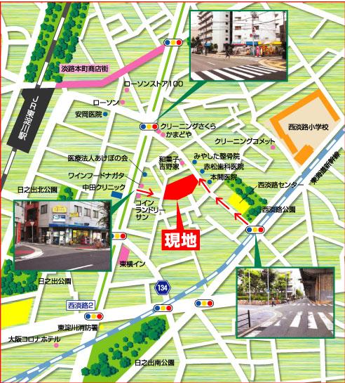 Local guide map. Enlarged view of up to local