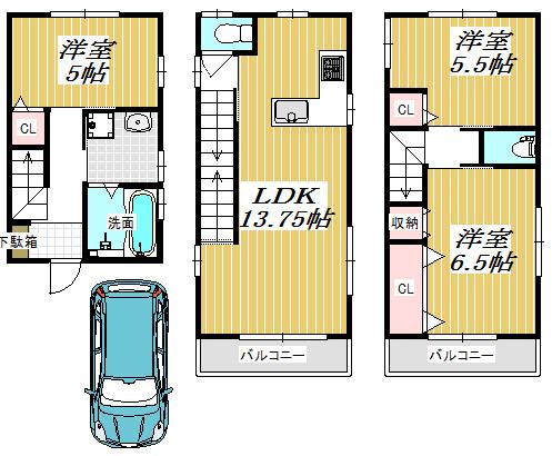 Floor plan. 24,800,000 yen, 3LDK, Land area 47.53 sq m , Building area 82 sq m ◆ Freedom is possible design