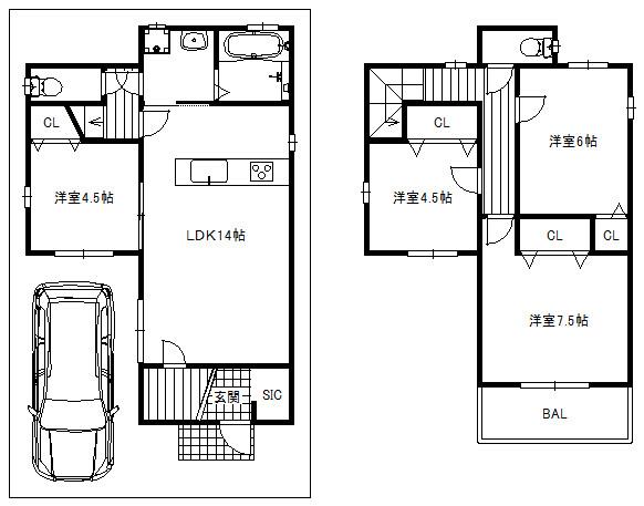 Floor plan. 28.5 million yen, 4LDK, Land area 85.27 sq m , The building area is 89.43 sq m plan example! Please tell us floor plan of your choice ☆