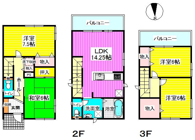 Floor plan. (A Building), Price 31,800,000 yen, 4LDK, Land area 92.58 sq m , Building area 105.57 sq m