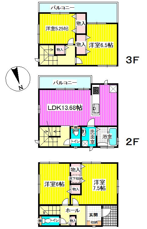 Floor plan. (D Building), Price 27,800,000 yen, 4LDK, Land area 99.13 sq m , Building area 98.43 sq m