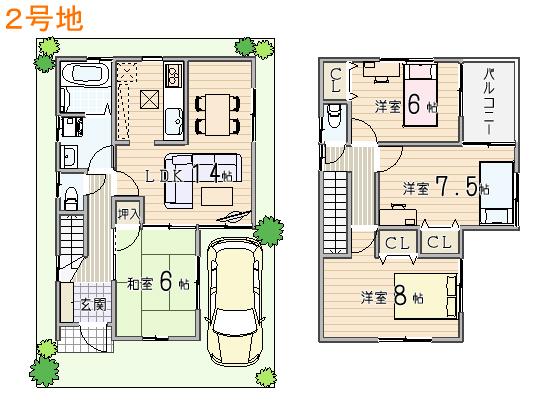 Floor plan. (No. 2 locations), Price 26,800,000 yen, 4LDK, Land area 90.53 sq m , Building area 94.77 sq m