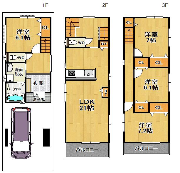 Floor plan. 31,800,000 yen, 4LDK, Land area 64.78 sq m , Building area 120.07 sq m