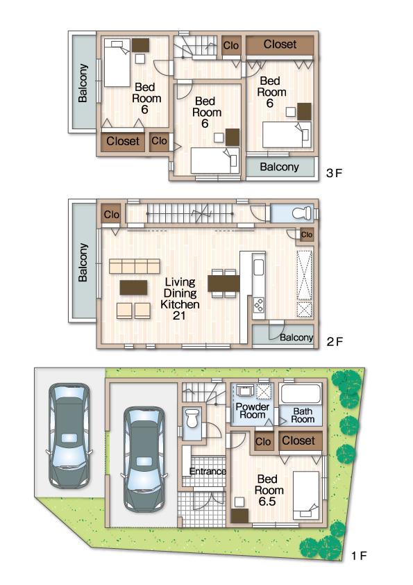 Floor plan. (F No. land), Price 31,800,000 yen, 4LDK+S, Land area 74.97 sq m , Building area 107.55 sq m