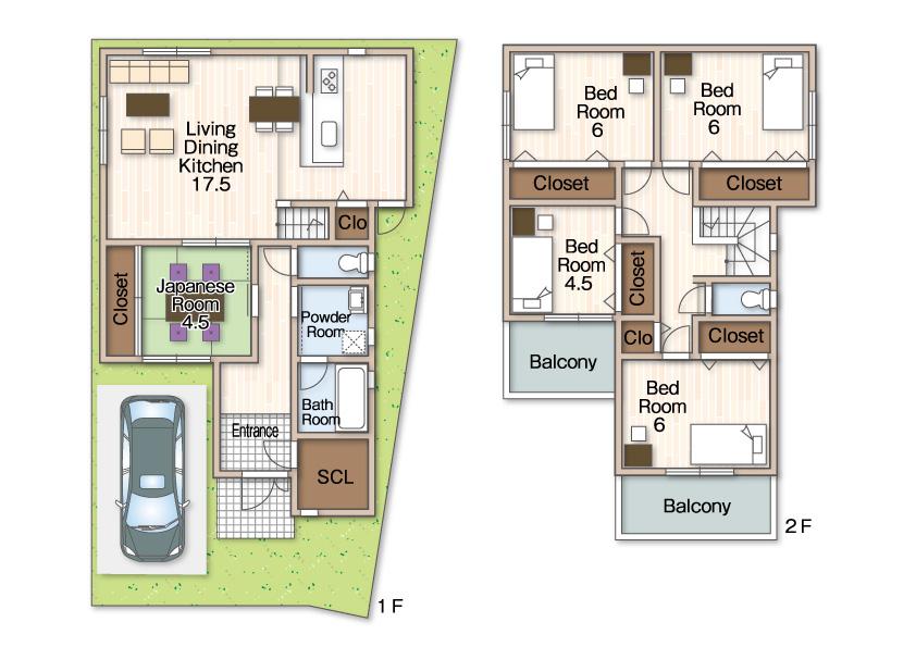 Floor plan. (A No. land), Price 33,800,000 yen, 4LDK+S, Land area 99.67 sq m , Building area 114.48 sq m