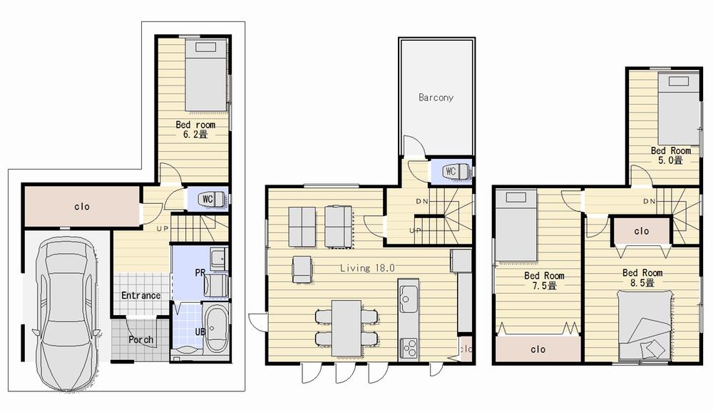 Floor plan. (No. 1 point), Price 28.8 million yen, 4LDK+S, Land area 68.7 sq m , Building area 119.87 sq m