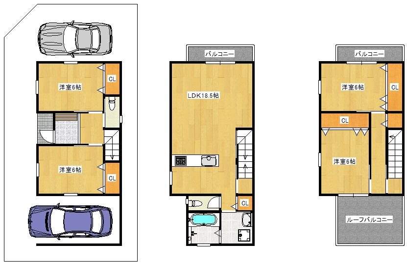 Floor plan. 21,800,000 yen, 4LDK, Land area 66 sq m , Building area 120 sq m corner lot ・ 4LDK LDK18 Pledge ・ 6 Pledge over each room Mato plan view