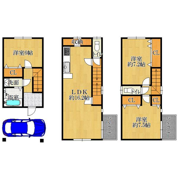 Floor plan. 18 million yen, 3LDK, Land area 59.24 sq m , Building area 92.75 sq m