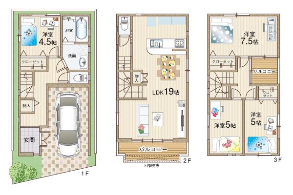 Floor plan. 27,800,000 yen, 4LDK, Land area 56.33 sq m , It is a building area of 101.25 sq m floor plan