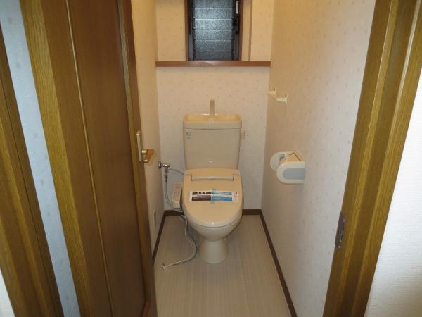 Toilet. Second floor toilet It is a short up stairs. There is also a window