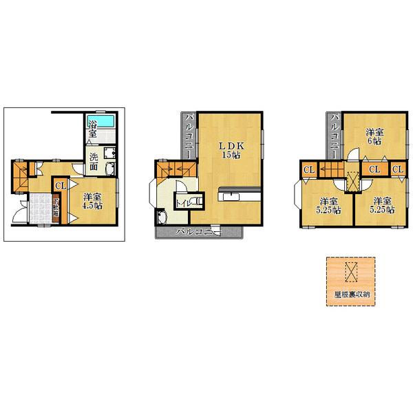 Floor plan. 19,800,000 yen, 4LDK, Land area 56.51 sq m , Building area 93.92 sq m