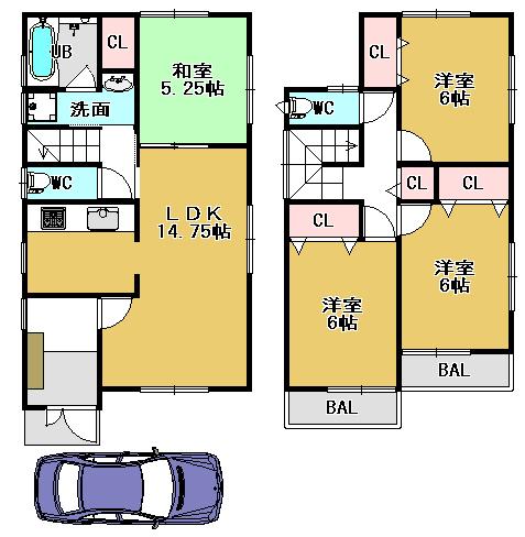 Floor plan. (No. 3 locations), Price 30,800,000 yen, 4LDK, Land area 112.32 sq m , Building area 92.34 sq m
