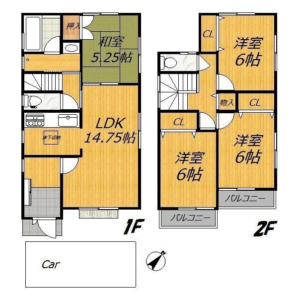 Floor plan. 32,800,000 yen, 4LDK, Land area 91.16 sq m , Building area 92.34 sq m