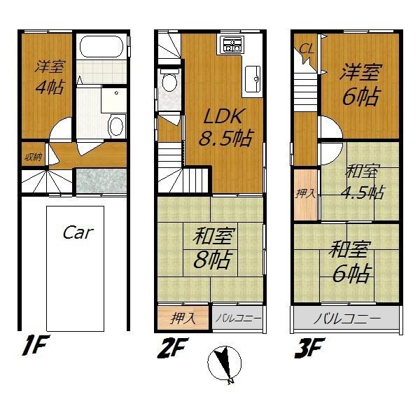 Floor plan. 17.8 million yen, 5LDK, Land area 47.32 sq m , Since the building area 96.26 sq m room large number of, It is Papa's study can also be. 