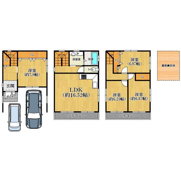 Floor plan. 30,800,000 yen, 4LDK, Land area 77.88 sq m , Building area 117.78 sq m