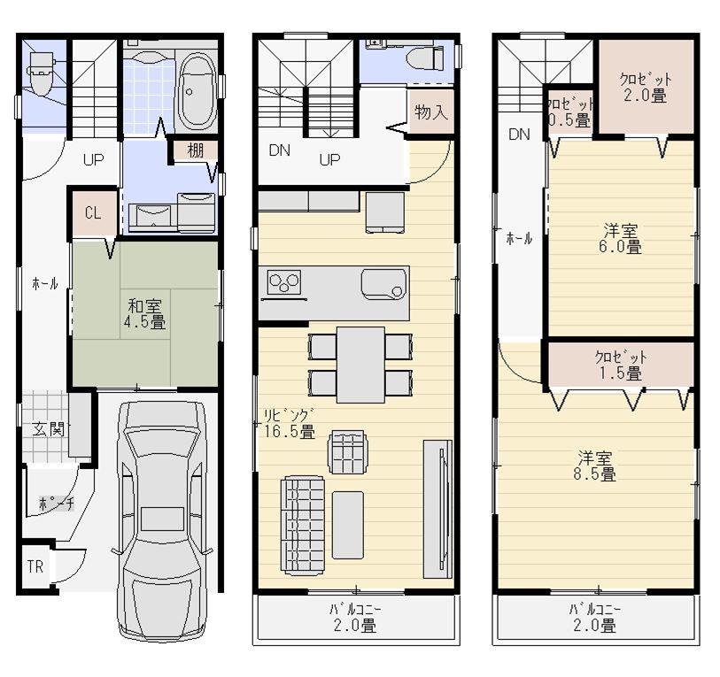 Building plan example (floor plan). Building plan example (No. 1 place) Building Price 16.8 million yen, Building area 96.36 sq m