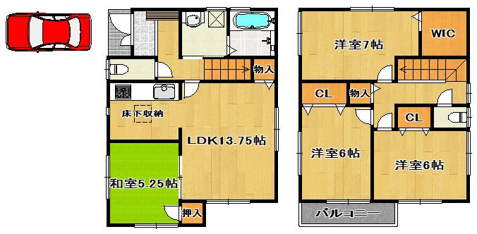 Floor plan. (No. 2 locations), Price 30,800,000 yen, 4LDK, Land area 91.16 sq m , Building area 92.34 sq m