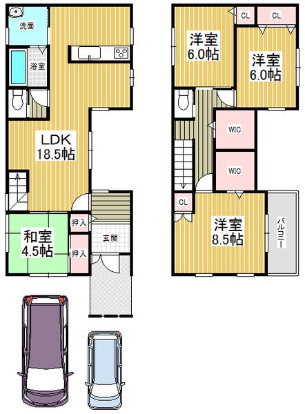 Floor plan. 44,800,000 yen, 4LDK, Land area 117.9 sq m , Equipped with a building area of 109.69 sq m all room storage space!