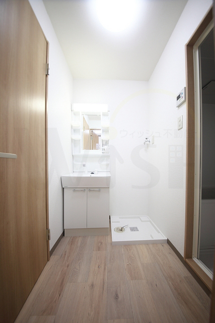 Washroom. Equipped to wash the pan in the dressing room with a shampoo dresser.