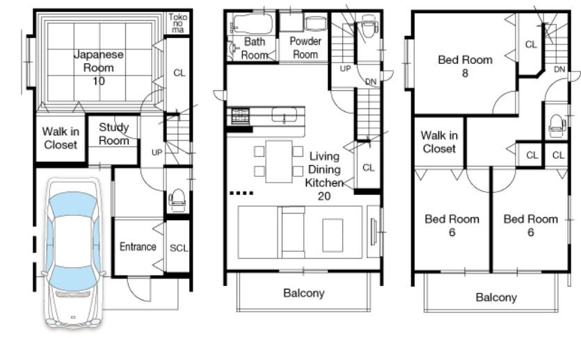 Building plan example (floor plan). Building plan example (No. 1 place) 4LDK, Land price 23.8 million yen, Land area 80.4 sq m , Building price 21 million yen, Building area 131.32 sq m
