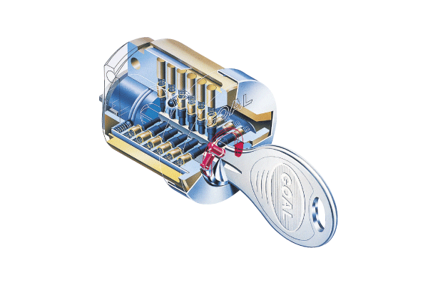 Security.  [Reversible dimple key] Dimple key with a number of key differences of about 1.2 billion ways have been adopted. Duplication will exhibit high crime prevention is very difficult (conceptual diagram)