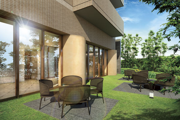 Buildings and facilities. Along the entrance hall, Space of green refreshing rest is provided. Holiday flowing leisurely time, Book one is reading to the "Garden" in one hand the. Even in moments to enjoy socializing with the guest, You can use (Garden Rendering / Furniture is not included)