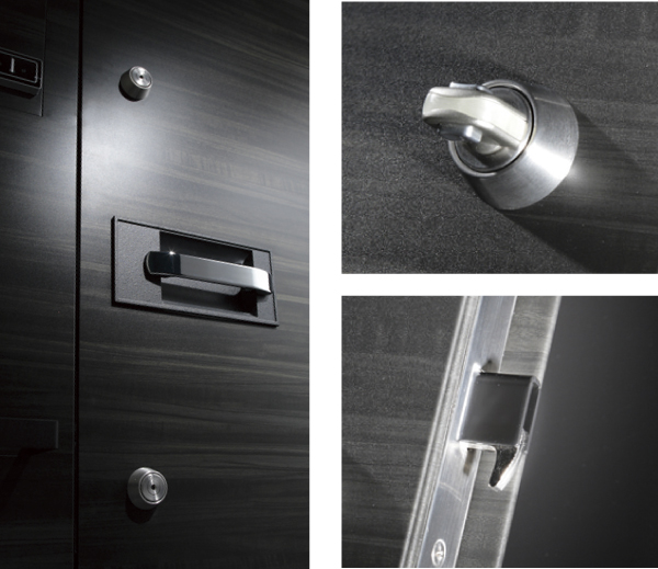 Security.  [Double lock adoption] It is up a crime prevention in the double lock to provide bar a sickle with a dead bolt to prevent prying due in two places. further, Thumb turn with a thumb turning prevention feature has been adopted (same specifications)