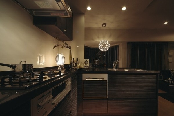 Such as adopting the Motoishi tone counter top to enhance the interior of, Without removing the hand also in the space of water around, Kitchen in pursuit of comfort of the beautiful design and advanced. Low noise, Energy saving, Standard adopted clean dry dishwasher