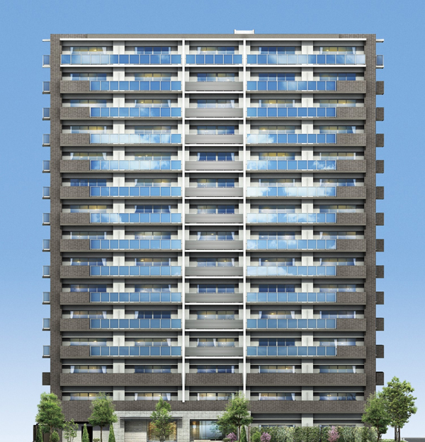 Buildings and facilities. Adopted 45 two weapons tile chic Brown. Draw a symbolic contrast between the glass handrail, While inheriting the tradition is a beautiful appearance, which has created the appropriate spirit of innovation in the city of residence (Exterior view)