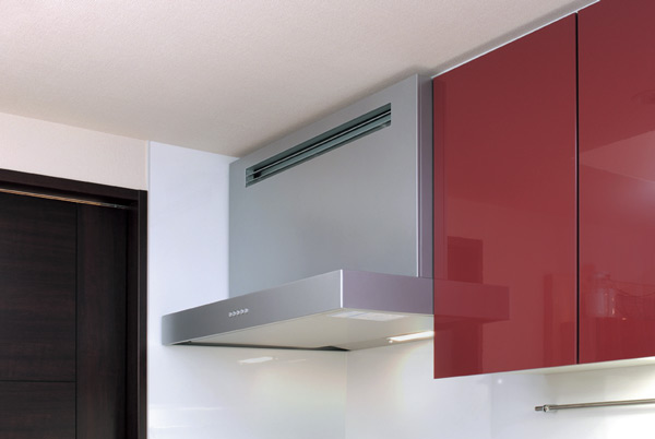 Kitchen.  [Range food] To produce beautiful interior of the kitchen space, Adopt a range hood of sharp square design (same specifications)