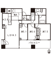 Floor: 4LDK + shoes closet, occupied area: 91.02 sq m, Price: 50.8 million yen