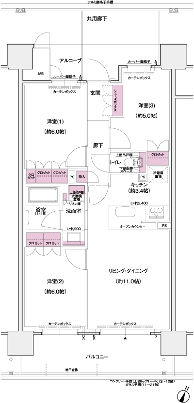 Floor: 3LDK, occupied area: 66.76 sq m, Price: 40,195,000 yen ・ 42,828,000 yen