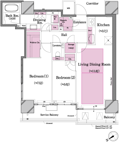 Floor: 2LDK, occupied area: 69.78 sq m, Price: 40,937,580 yen ~ 45,520,143 yen