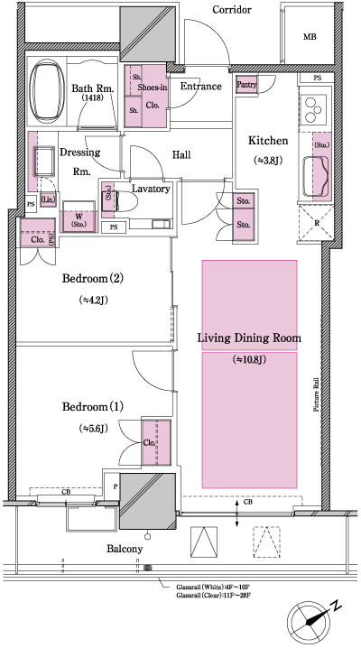 Floor: 2LDK, occupied area: 56.51 sq m, Price: 35,132,997 yen ~ 36,660,519 yen