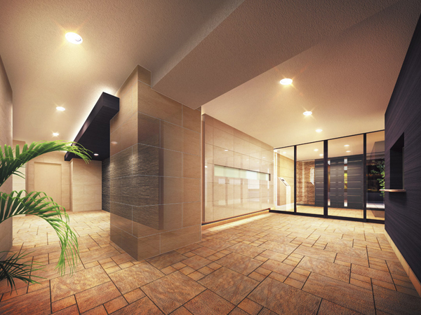 Shared facilities.  [Entrance hall] Such as marble and natural stone to the adoption on the wall, The floor such as with a design paste has been Italian tile, Entrance Hall, which was decorated with fine taste of the material (Rendering)