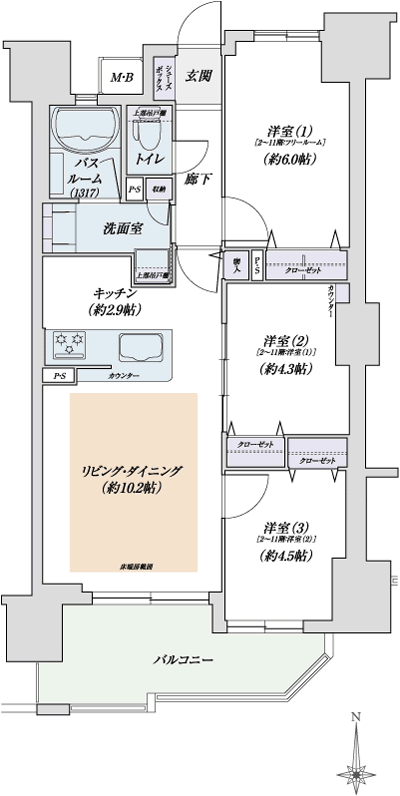 Floor: 3LDK, occupied area: 60 sq m, Price: 30,783,000 yen