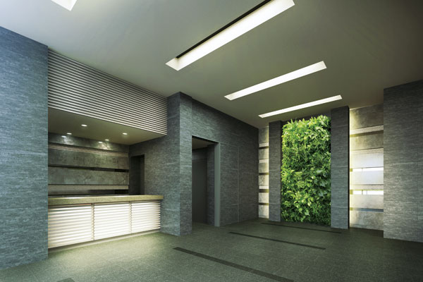 Variety of services.  [Concierge counter] In the entrance hall of the Property, Concierge counter that was the heart of Yingbin to form has been arranged. To counter that represents the sense of quality by aluminum louver and stone stuck Harmony, Adopt a concierge for a variety of services towards the owner. Life Service is prepared to support a rich life, For us to back up the convenient and comfortable day-to-day (Rendering)