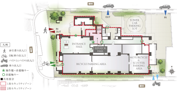 Features of the building.  [Land Plan] Site layout