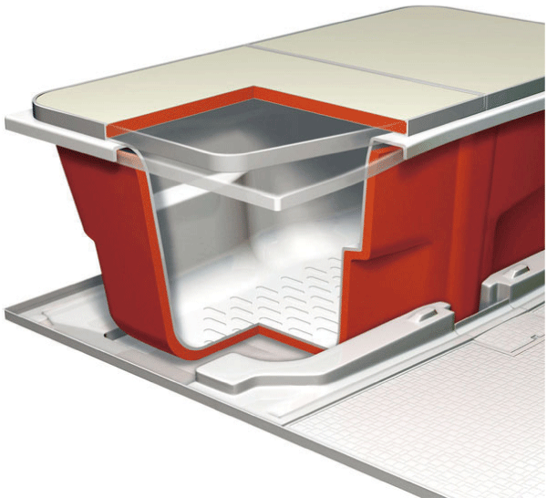 Building structure.  [Samobasu] By the tub to heat insulation structure, Reduce the temperature decrease in the bathtub of hot water, You can keep for a long time. It is possible to reduce CO2 emissions by reducing the gas consumption by Reheating (conceptual diagram)