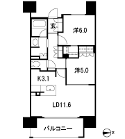 Floor: 2LDK, the area occupied: 60.3 sq m